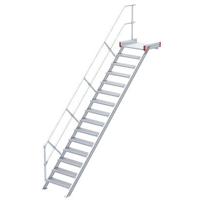 Euroline 511 Podesttreppe 45EUR 800mm Stufenbreite 15 Stufen Alu gerieft