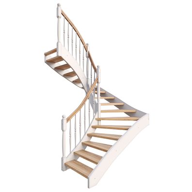 Dolle Geschosstreppe Estoril 1/2-gewendelt 270-300cm GH Eiche weis Gelaender Holz ge