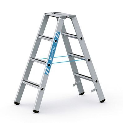 Zarges geboerdelte Stehleiter, eloxiert Saferstep B 2x4 Stufen