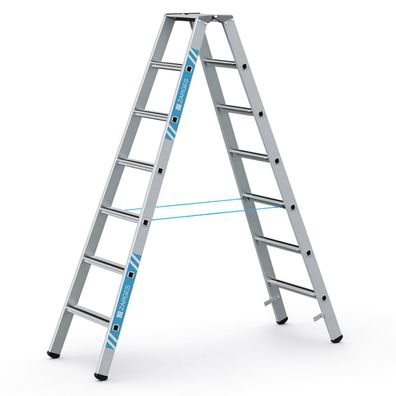 Zarges geboerdelte Stehleiter, eloxiert Saferstep B 2x7 Stufen