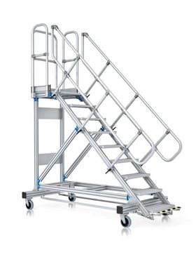 Zarges Plattformtreppe 45EUR mit Ergo-Stop, 1000mm Stufenbreite 7 Stufen