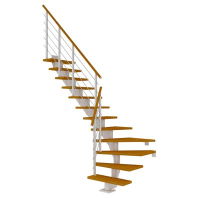 Dolle Mittelholmtreppe Hamburg 1/4 gewendelt Eiche, geoelt 85 cm breit fuer Geschoss