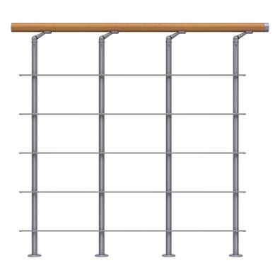 Dolle Bruestungsgelaender Edelstahl Starter-Set in Buche Unterkonstruktion Perlgrau