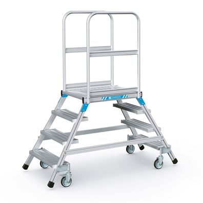 Zarges Podestleiter fahrbar mit 2x4 Leichtmetall-Stufen