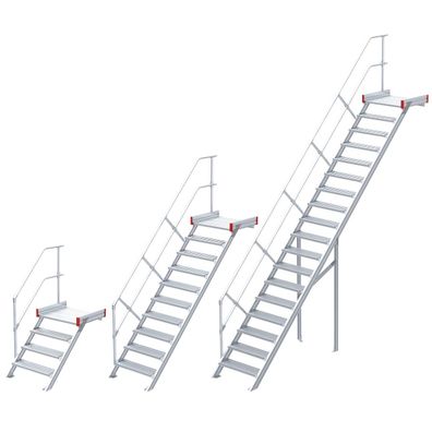 Euroline 511 Podesttreppe 45EUR 600mm Stufenbreite 6 Stufen Stahl Gitterrost