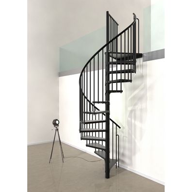 Minka Spindeltreppe Rondo Smart 37 - 305,5cm Geschosshoehe Schwarz 140cm Durchmesser