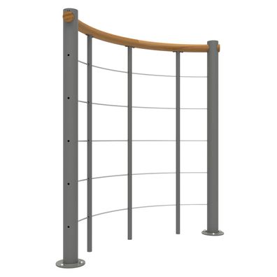 Minka Bruestungsgelaender mit Untergurten und Holz-Handlauf rund Eiche Grau 120cm