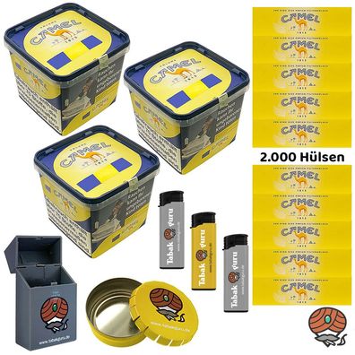 Camel Yellow/Gelb Volumentabak Eimer 3x 285g, Hülsen, Ascher, Feuerzeuge, Box