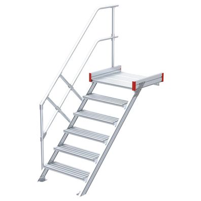 Euroline 511 Podesttreppe 45EUR 800mm Stufenbreite 6 Stufen Alu gerieft