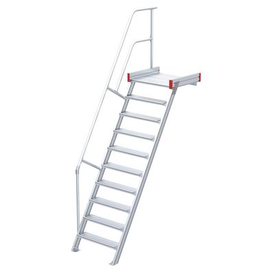 Euroline 511 Podesttreppe 60EUR 800mm Stufenbreite 10 Stufen Alu gerieft