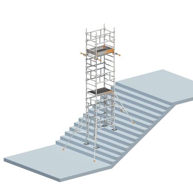Layher Fahrgeruest SoloTower mit 2 Durchgaengen und Treppen-Kit 6,65m AH
