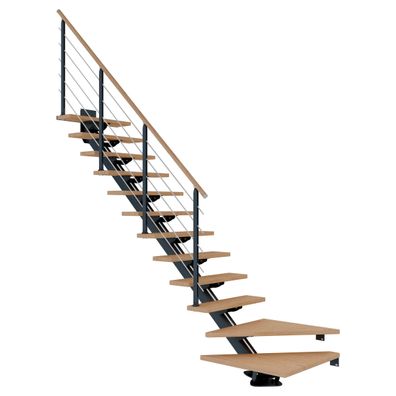 Dolle Mittelholmtreppe Sydney in Eiche weis, geoelt 75 cm breit 1/4 gewendelt fuer G
