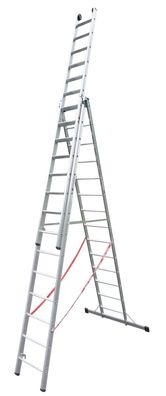 Euroline Premium 30777 Stufen Mehrzweckleiter mit Wandlaufrollen 3-teilig 3x14 Stufe