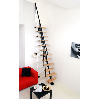 Minka Mittelholmtreppe Nizza 35 - 293,8cm Geschosshoehe Buche Schwarz