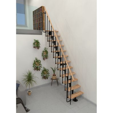 Minka Mittelholmtreppe Joker 35 - 304cm Geschosshoehe Buche Schwarz