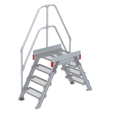 Euroline 512 Überstieg 60EUR 600mm Stufenbreite 2x4 Stufen Stahl Gitterrost