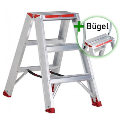 Altrex Sierra beidseitig begehbare Stufenstehleiter SDO 3 Stufen mit Buegel