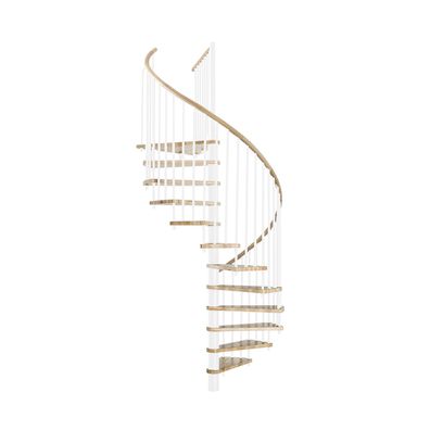 Minka Spindeltreppe Spiral Wood 38 - 305,5cm Geschosshoehe Eiche Weis 140cm Durchmes
