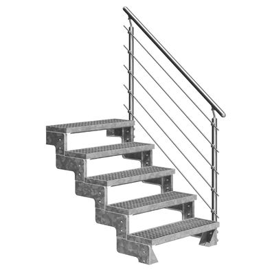 Dolle Ausentreppe Gardentop 90-110cm Geschosshoehe mit Gitterrost 100cm breit mit Pr