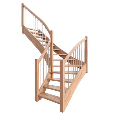 Dolle Geschosstreppe Orly 1/2-gewendelt 234-260cm GH mit Edelstahlgelaender Buche Wa