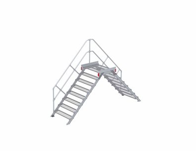 Euroline 512 Überstieg 45EUR 1000mm Stufenbreite 2x8 Stufen Stahl Gitterrost