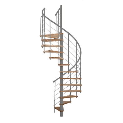 Minka Spindeltreppe Venezia Smart 38 - 305,5cm Geschosshoehe Buche Grau 140cm Durchm
