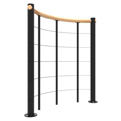 Minka Bruestungsgelaender mit Untergurten und Holz-Handlauf rund Buche Schwarz 160cm
