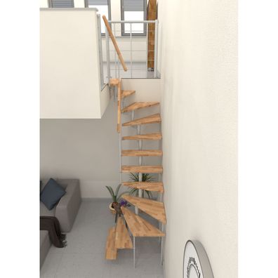 Minka Mittelholmtreppe Joker Turn 180EUR 187 - 304cm Geschosshoehe Buche Weis