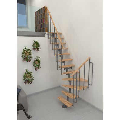 Minka Mittelholmtreppe Joker Turn 35 - 304cm Geschosshoehe Buche Grau