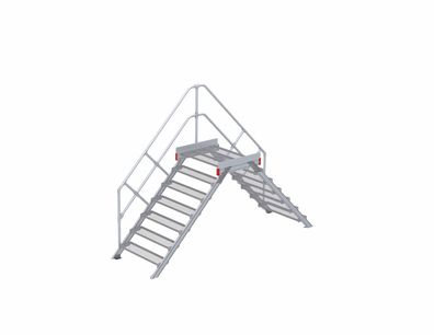 Euroline 512 Überstieg 45EUR 1000mm Stufenbreite 2x7 Stufen Stahl Gitterrost