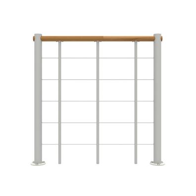 Minka Bruestungsgelaender mit Untergurten und Holz-Handlauf Eiche Weis