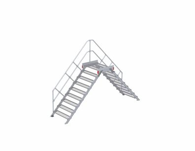 Euroline 512 Überstieg 45EUR 1000mm Stufenbreite 2x9 Stufen Stahl Gitterrost