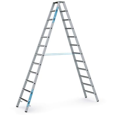 Zarges geboerdelte Stufen-Stehleiter R13step-B eloxiert 2x12 Stufen