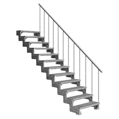 Dolle Ausentreppe Gardentop 252-308cm Geschosshoehe mit Gitterrost 80cm breit mit Ge