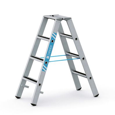 Zarges geboerdelte Stufen-Stehleiter R13step-B eloxiert 2x4 Stufen