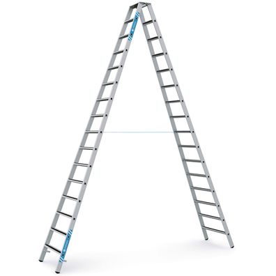 Zarges geboerdelte Stufen-Stehleiter R13step-B eloxiert 2x16 Stufen