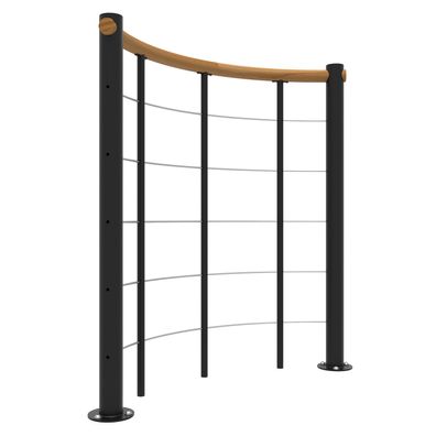 Minka Bruestungsgelaender mit Untergurten und Holz-Handlauf rund Eiche Schwarz 140cm