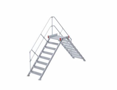 Euroline 512 Überstieg 45EUR 800mm Stufenbreite 2x8 Stufen Stahl Gitterrost