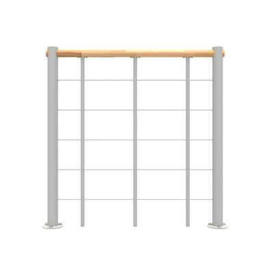 Minka Bruestungsgelaender mit Untergurten und Holz-Handlauf Buche Weis