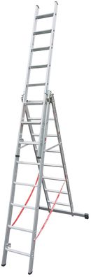 Euroline Premium 30777 Stufen Mehrzweckleiter mit Wandlaufrollen 3-teilig 3x8 Stufen