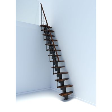 Minka Mittelholmtreppe Quatro 38 - 298cm Geschosshoehe Walnuss Schwarz