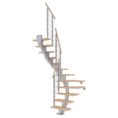 Dolle Mittelholmtreppe Frankfurt 1/2 gewendelt Eiche weis, geoelt 65 cm breit fuer G