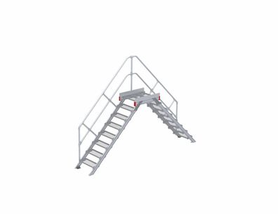 Euroline 512 Überstieg 45EUR 600mm Stufenbreite 2x8 Stufen Stahl Gitterrost