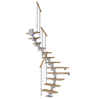 Dolle Mittelholmtreppe Dublin 1/2 gewendelt aus Ahorn lackiert 61 cm breit fuer GH 2