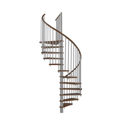 Minka Spindeltreppe Spiral Wood 38 - 305,5cm Geschosshoehe Walnuss Grau 140cm Durchm