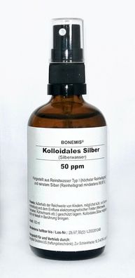Kolloidales Silber 50ppm 100ml hochrein, in Sprühflasche, Bonemis®