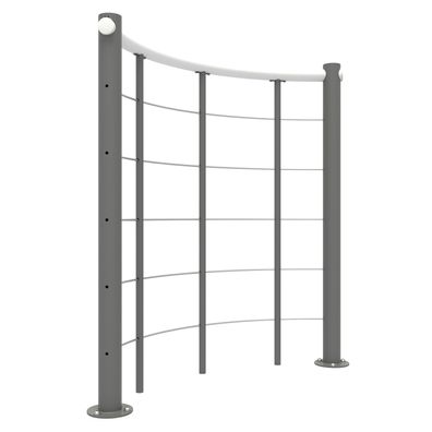 Minka Bruestungsgelaender mit Untergurten und Holz-Handlauf rund Weis Grau 120cm