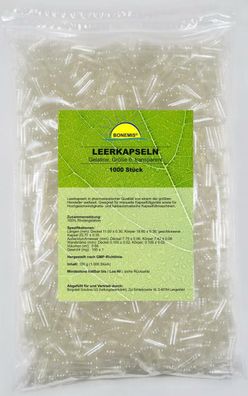 Leerkapseln Größe 0 1000 Stück, Rindergelatine, Pharmaqualität, Bonemis®