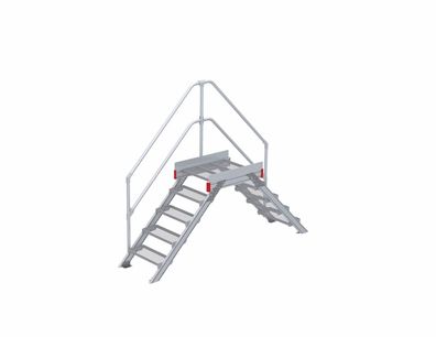Euroline 512 Überstieg 45EUR 600mm Stufenbreite 2x5 Stufen Stahl Gitterrost