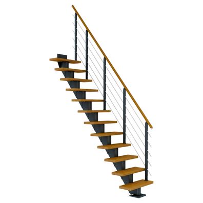 Dolle Mittelholmtreppe Frankfurt Gerade Eiche, geoelt 65 cm breit fuer Geschosshoehe